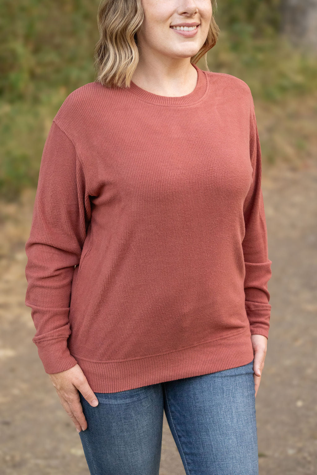 IN STOCK Corrine Ribbed Pullover Top - Terra Cotta