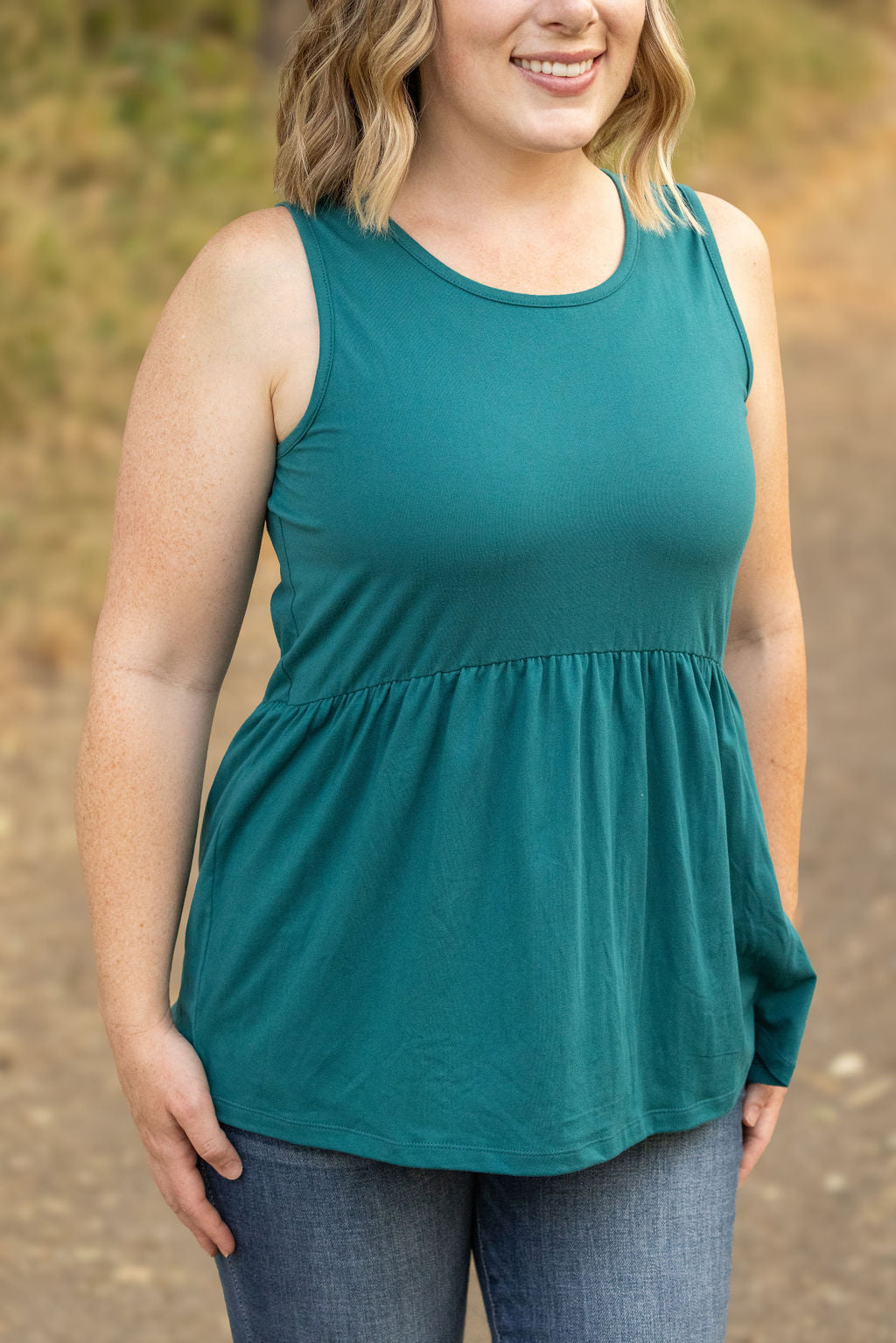 IN STOCK Renee Ruffle Tank - Teal