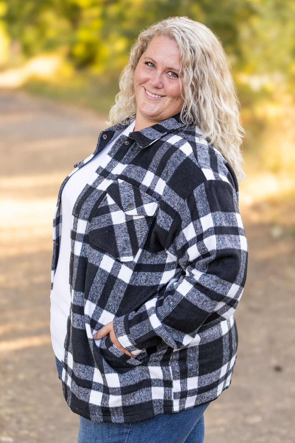 IN STOCK Norah Plaid Shacket - Classic Black and White