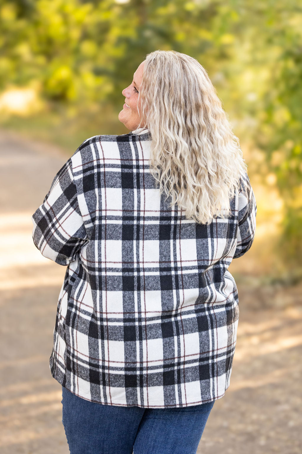 IN STOCK Norah Plaid Shacket - White and Black