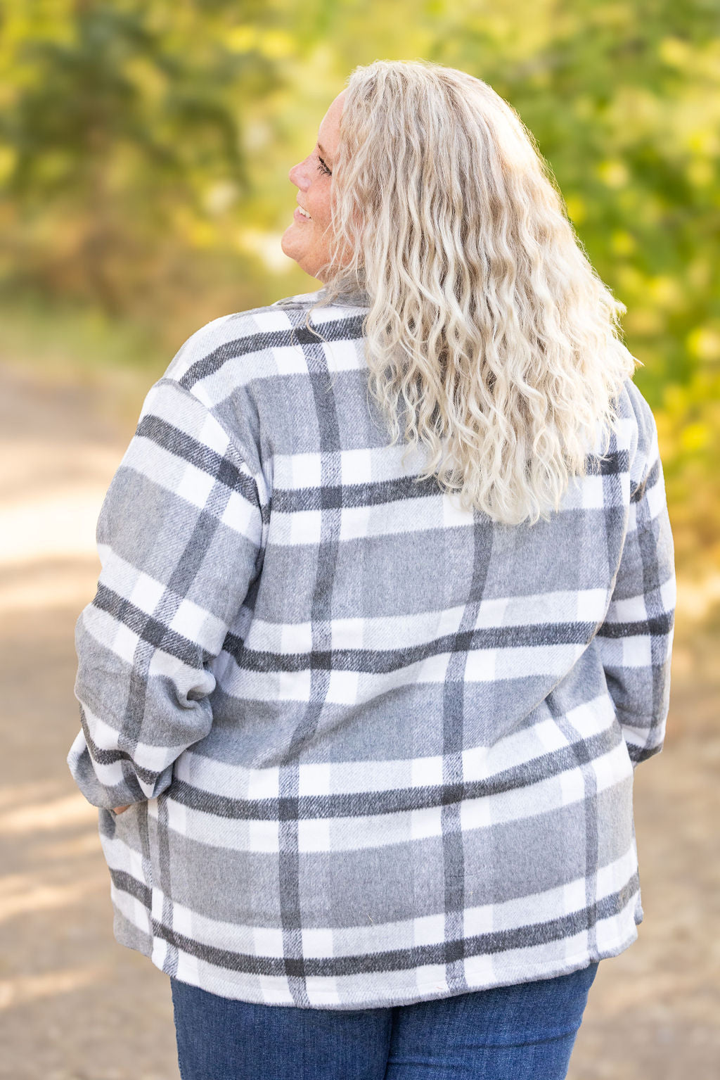 IN STOCK Norah Plaid Shacket - Classic Grey and White