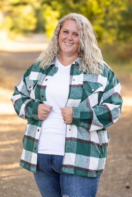 IN STOCK Norah Plaid Shacket - Classic Green and Grey Mix