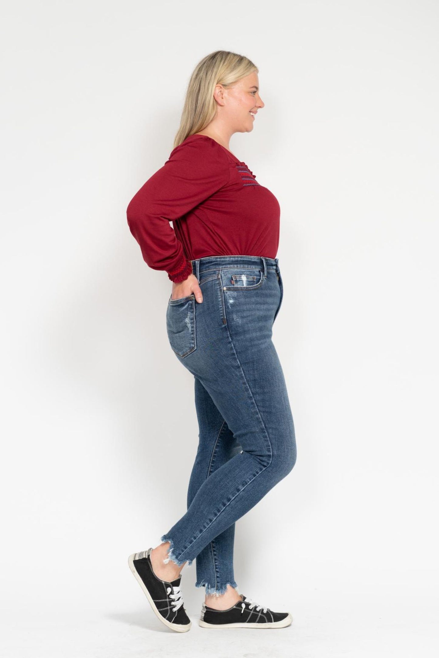 Judy Blue Shark Bite Hem High Waist Skinny Jeans