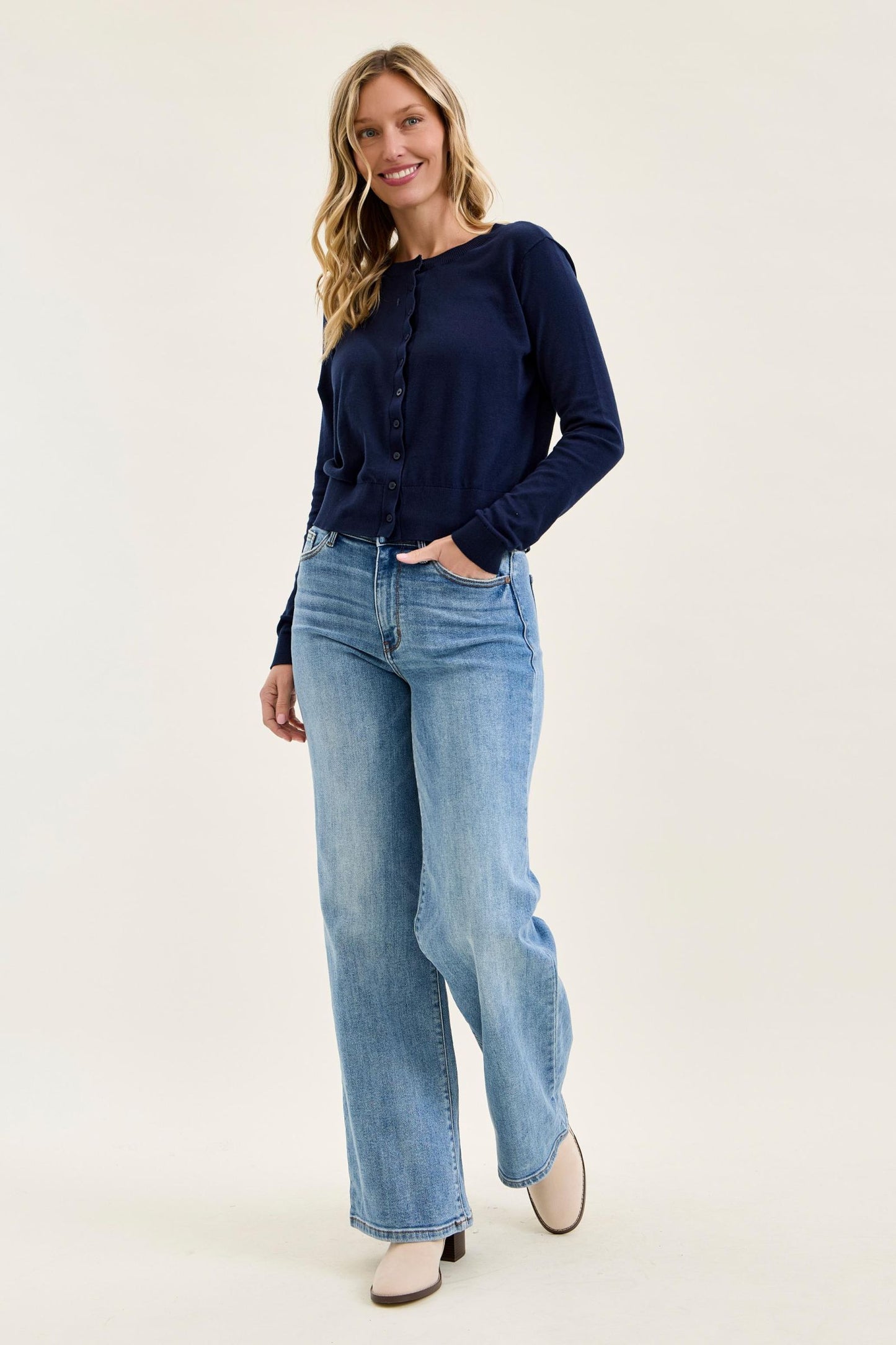 Judy Blue High Waist Vintage Wash Wide Leg Jeans