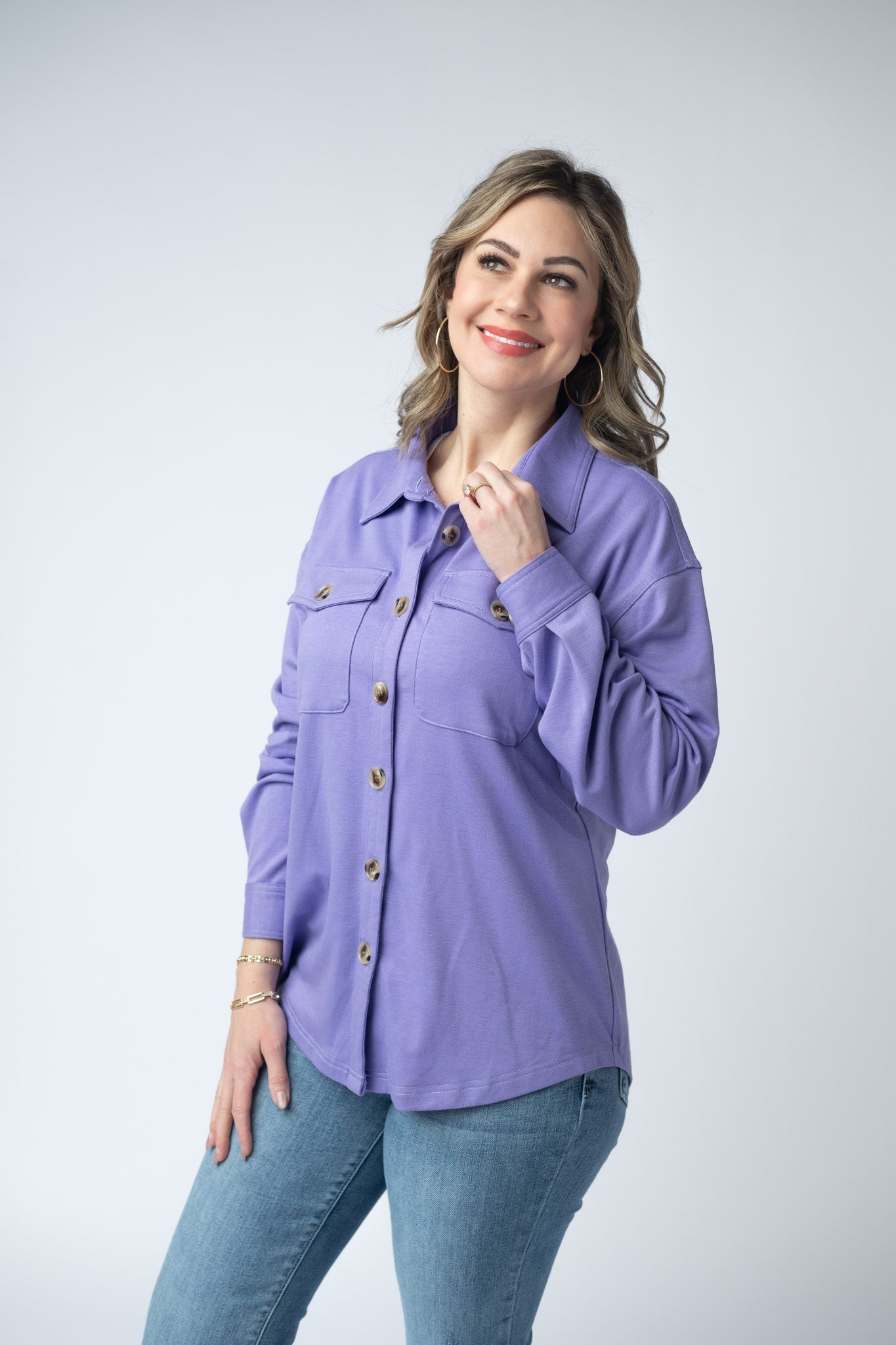 IN STOCK Brenna Button Down Top - Purple