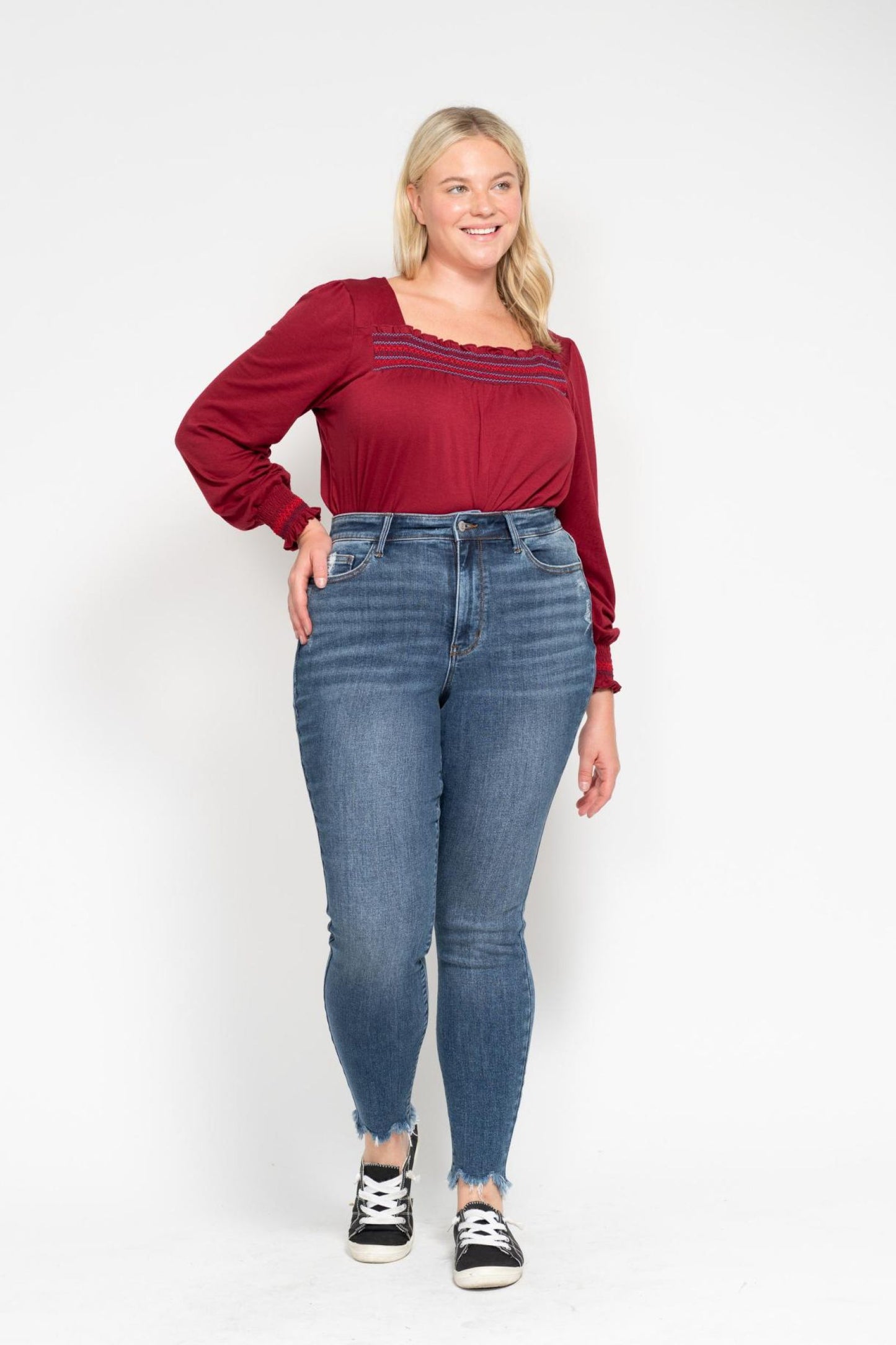 Judy Blue Shark Bite Hem High Waist Skinny Jeans