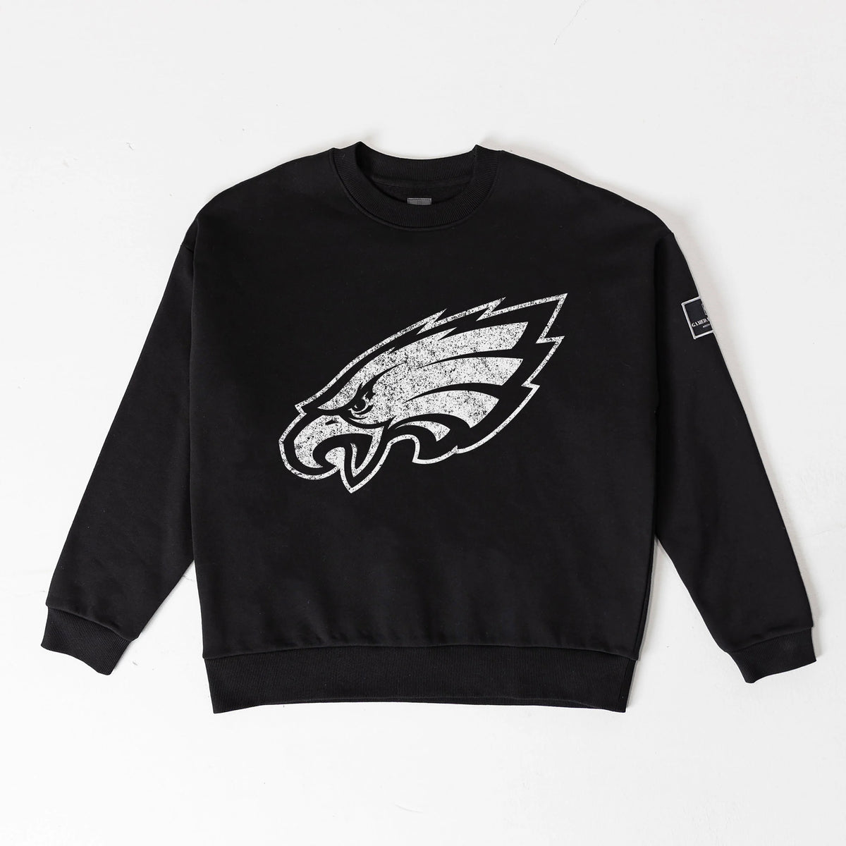 Philadelphia Eagles Bold Move Black Label Premium Fleece Drop Shoulder Crewneck