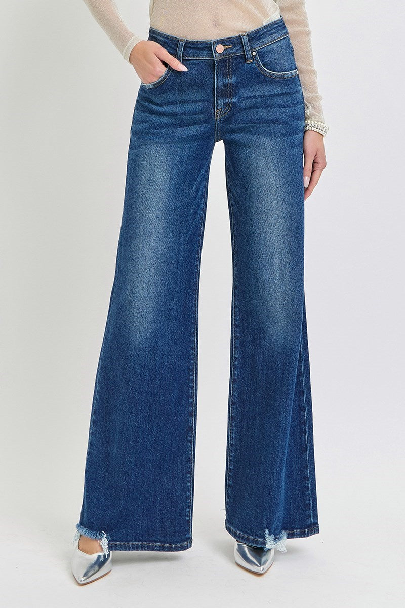 PreOrder - Risen MidRise Wide Leg Jeans