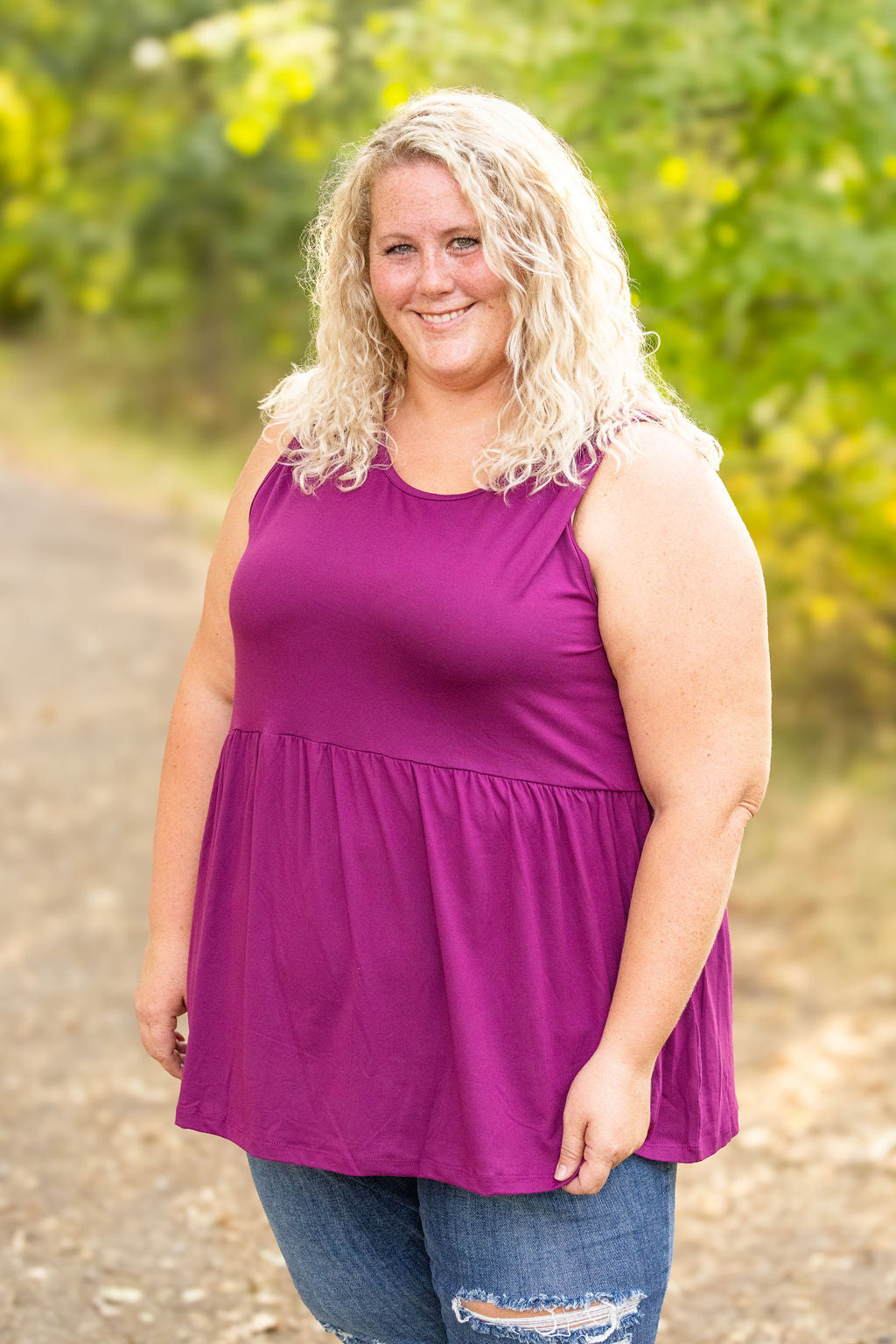 IN STOCK Renee Ruffle Tank - Dark Purple