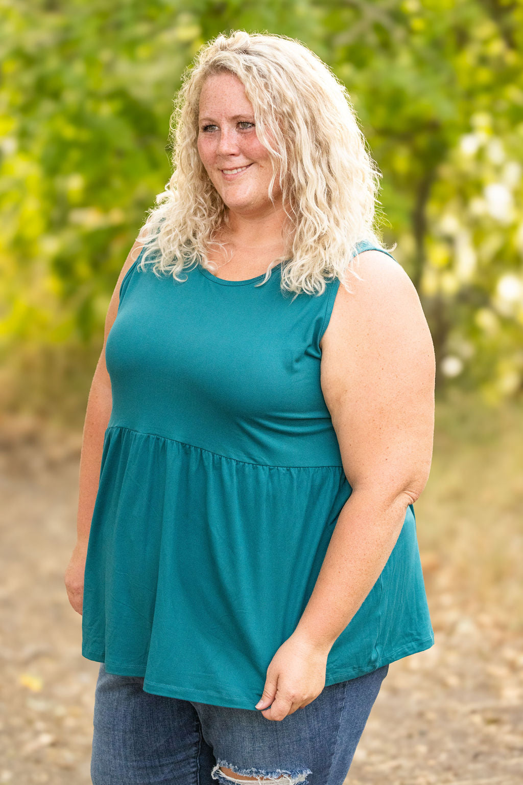 IN STOCK Renee Ruffle Tank - Teal