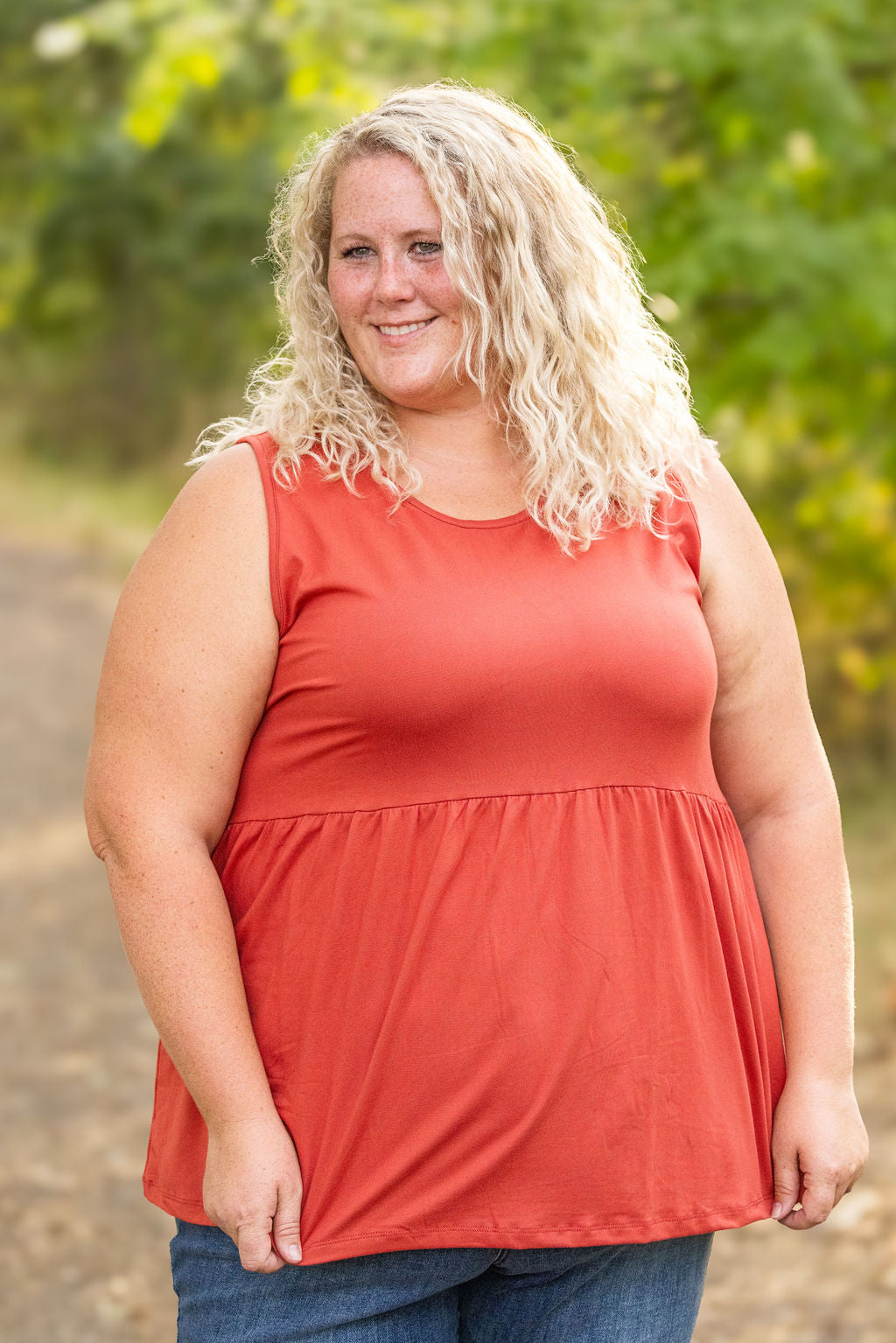 IN STOCK Renee Ruffle Tank - Brick