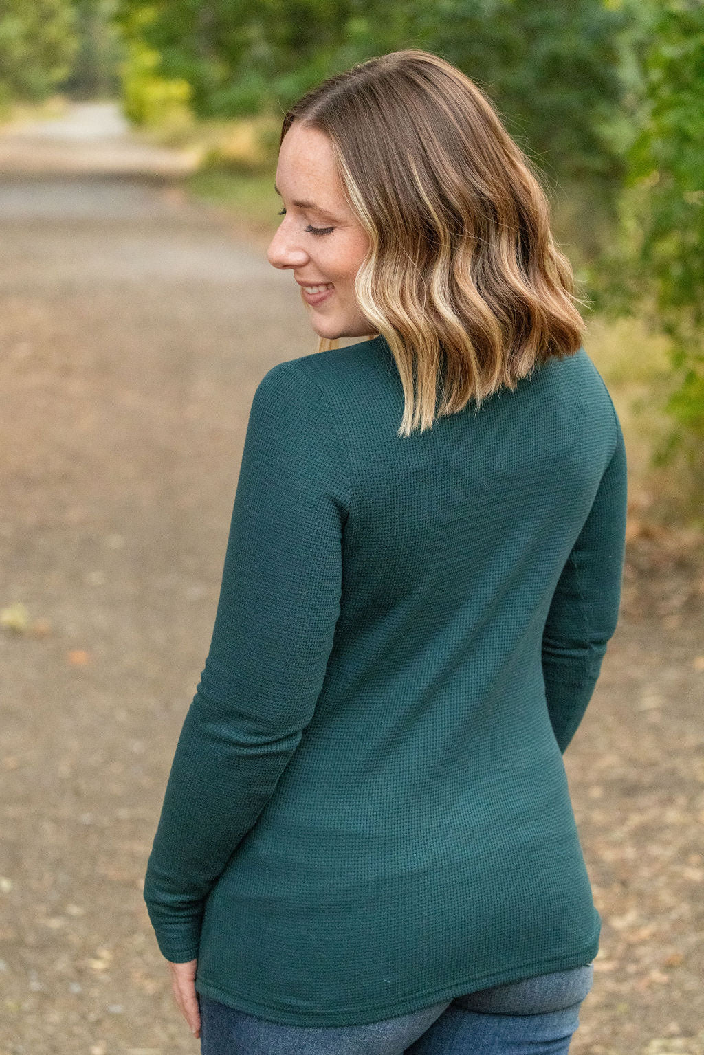 IN STOCK Harper Long Sleeve Henley - Evergreen