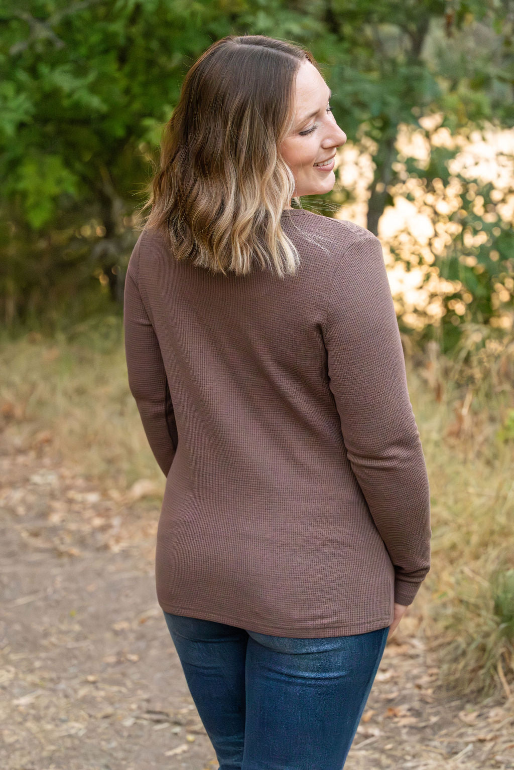 IN STOCK Harper Long Sleeve Henley - Mocha