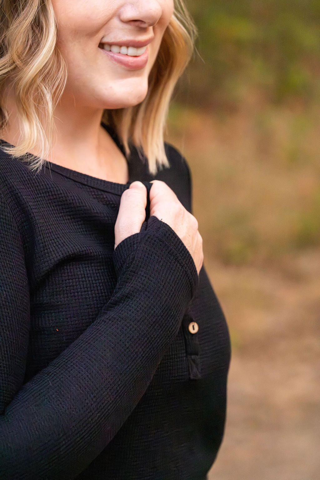 IN STOCK Harper Long Sleeve Henley - Black