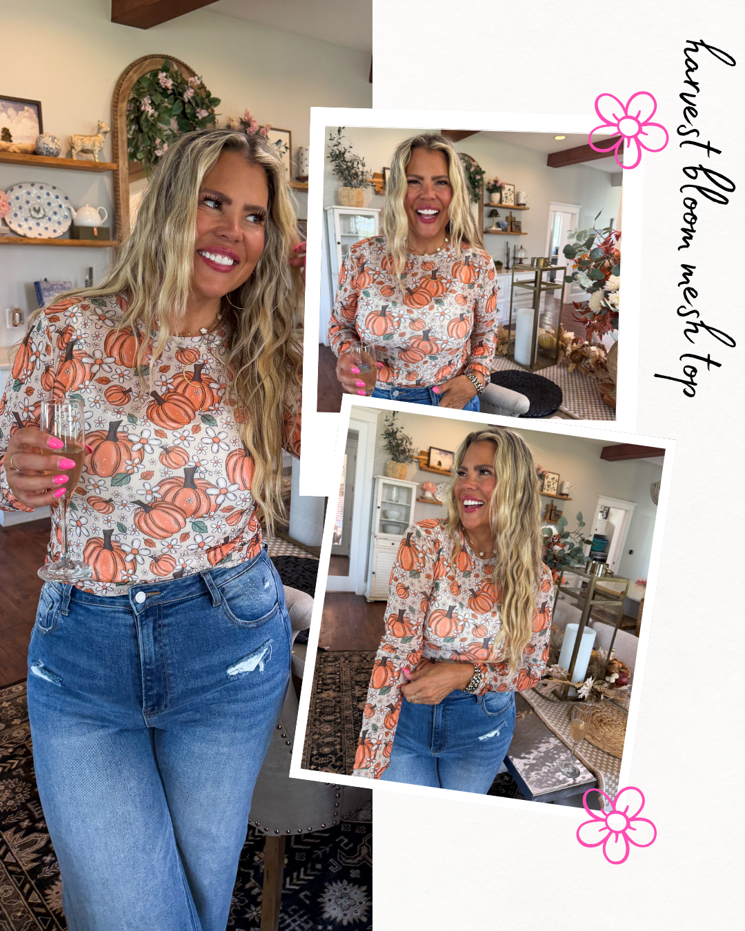 PREORDER- HARVEST BLOOM MESH TOP