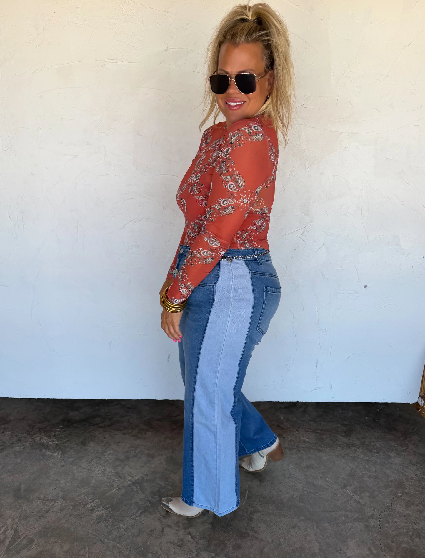 PREORDER- TWO TONE DENIM JEANS