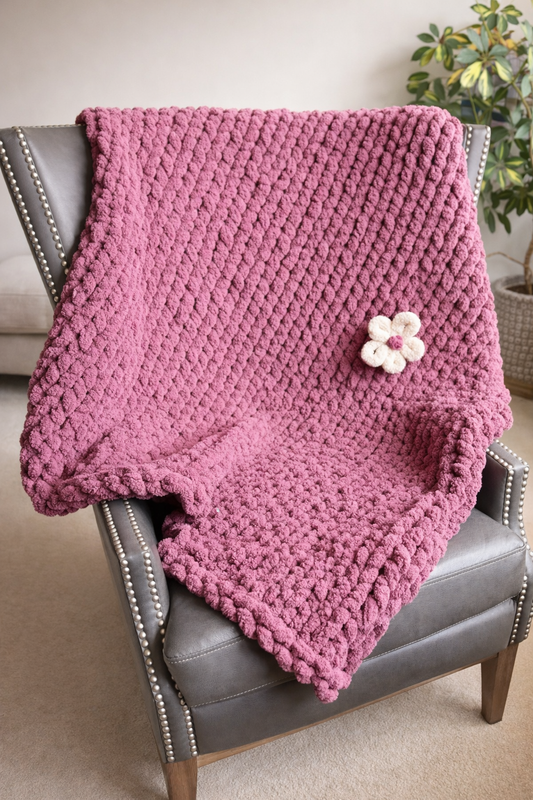 Tulum Bloom Chunky Knit Throw Blanket – 46x48”