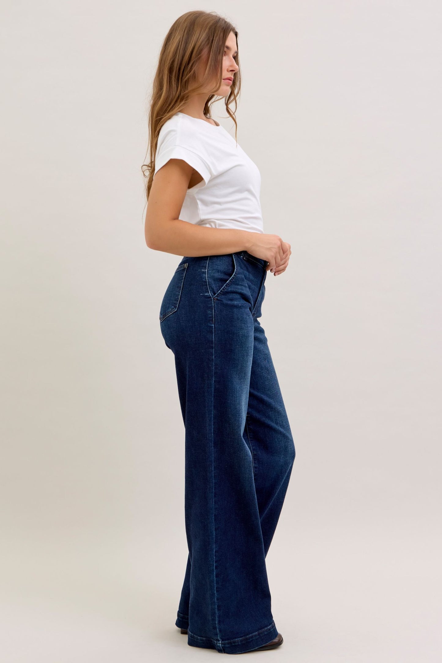 Judy Blue High Waist Trouser Wide Leg Jeans