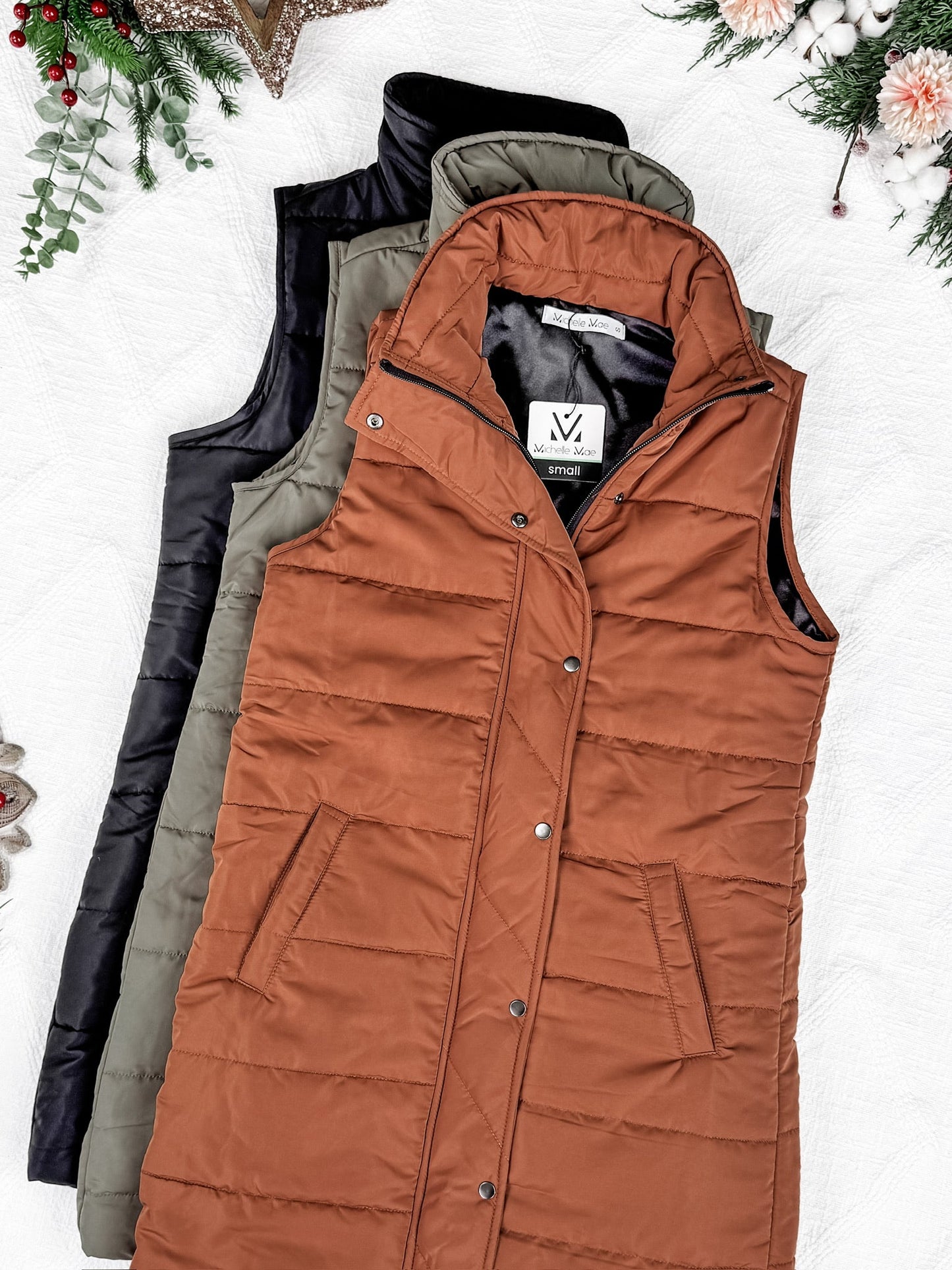 IN STOCK Harlow Long Vest - Cinnamon