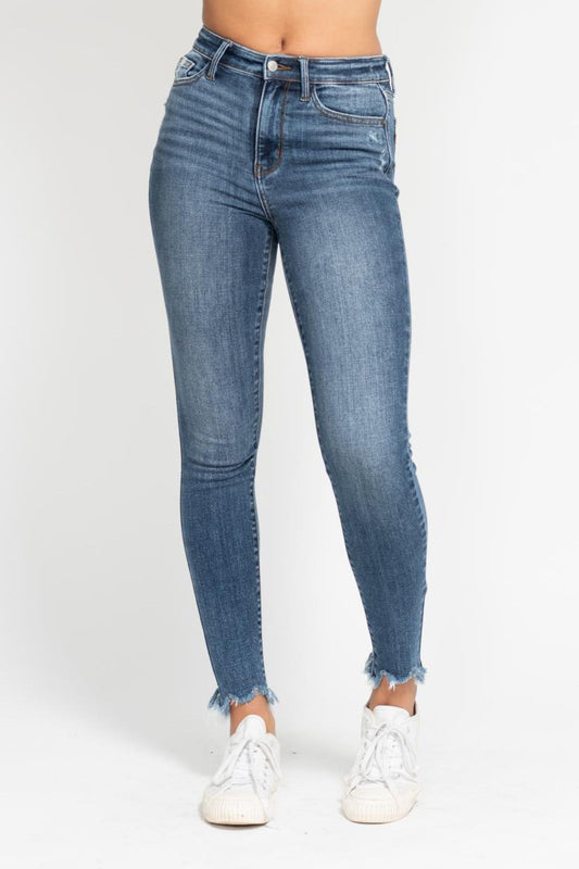 Judy Blue Shark Bite Hem High Waist Skinny Jeans