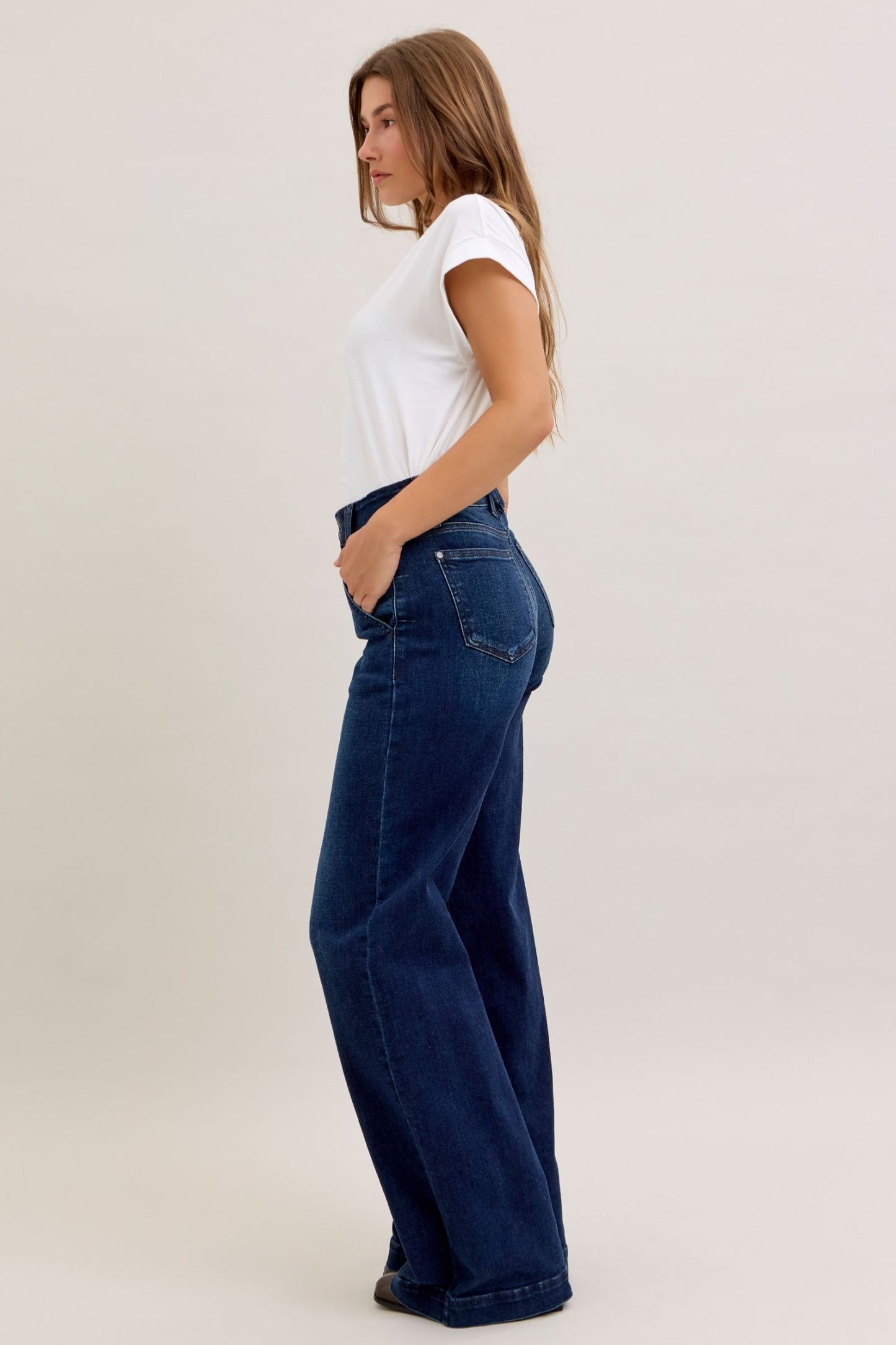 Judy Blue High Waist Trouser Wide Leg Jeans