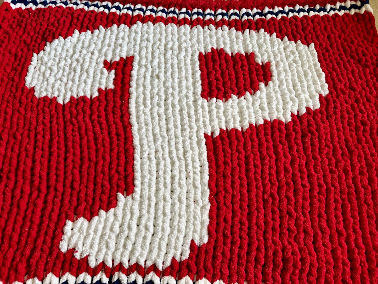 Philadelphia Baseball Inspired Chunky Knit Blanket