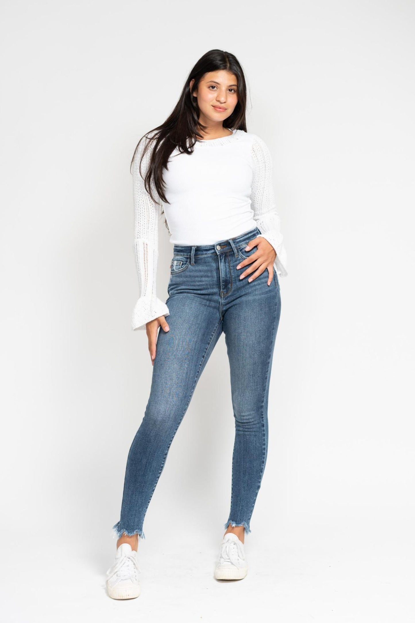 Judy Blue Shark Bite Hem High Waist Skinny Jeans