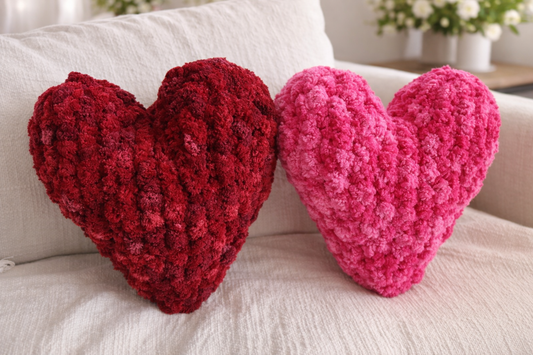Chunky Hand Knit Heart Pillow – 9” or 14”