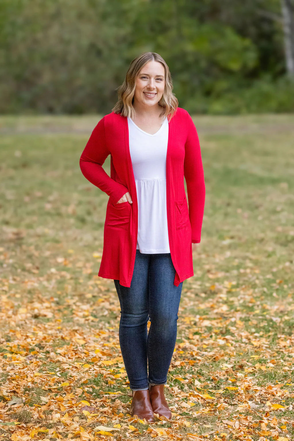 Michelle Mae Red Classic Cardigan