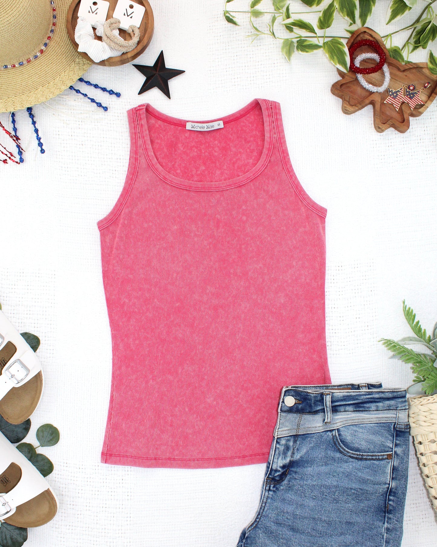 IN STOCK Audrey Vintage Wash Tank - Red
