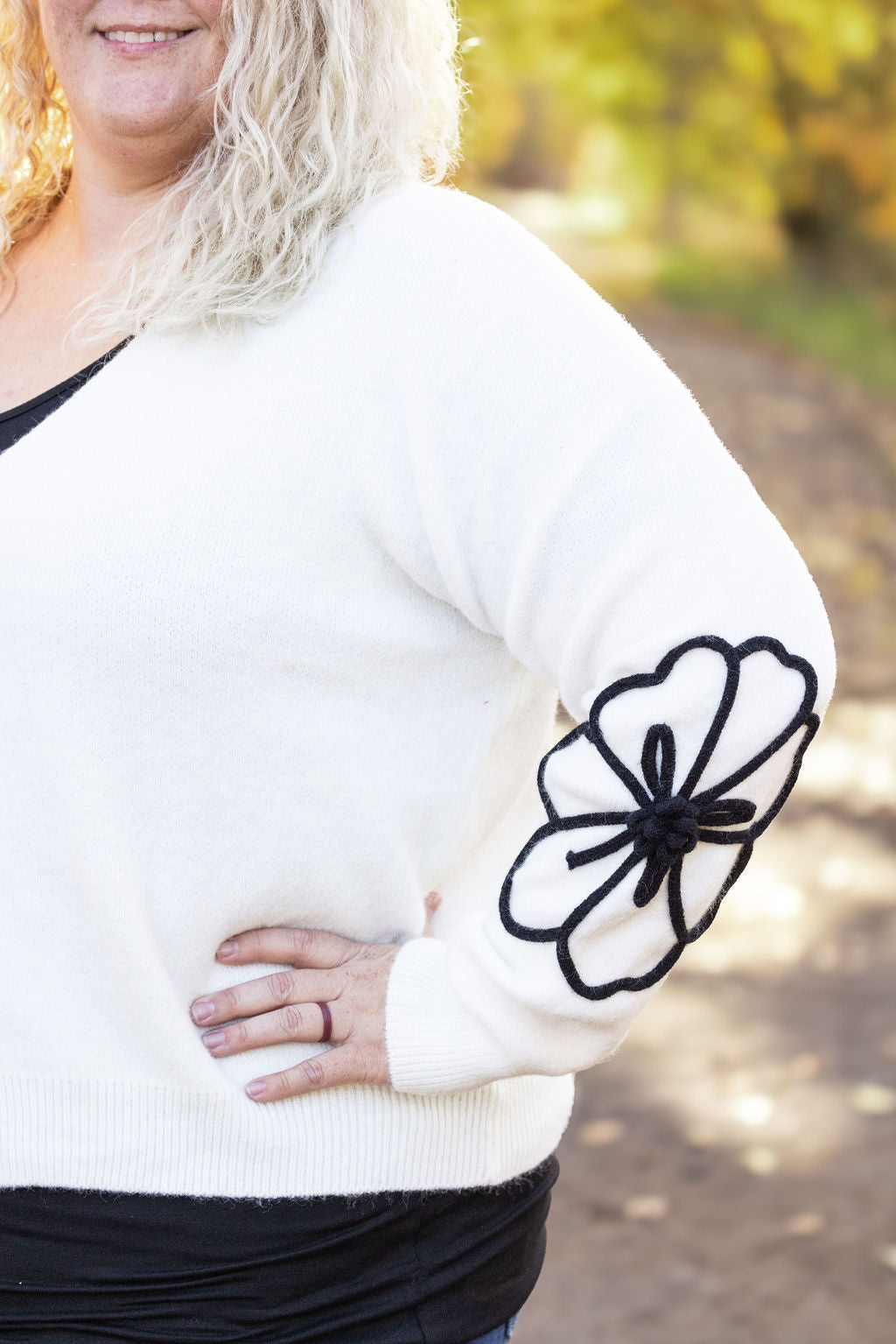 IN STOCK Black Floral Sweater Cardigan