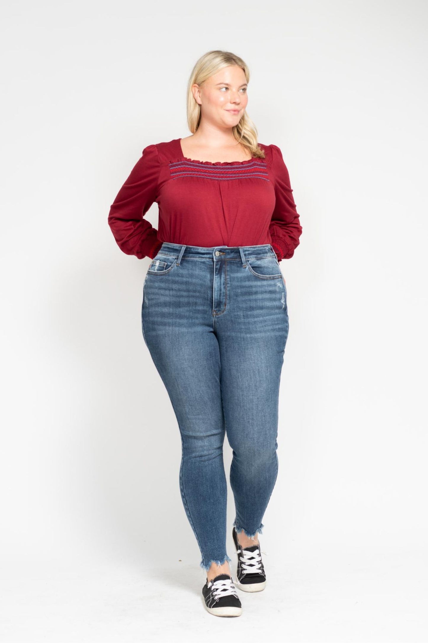 Judy Blue Shark Bite Hem High Waist Skinny Jeans