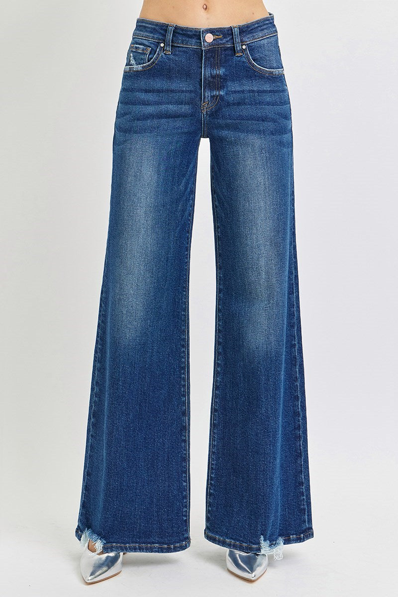PreOrder - Risen MidRise Wide Leg Jeans