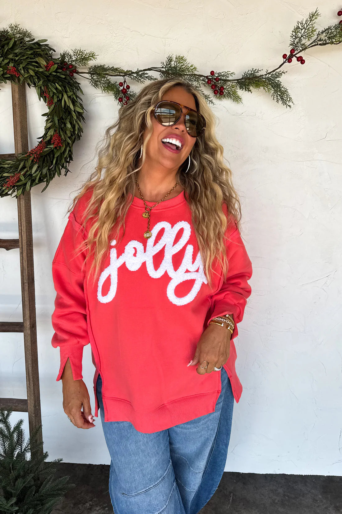 Jolly Holiday Pullover - Festive Red