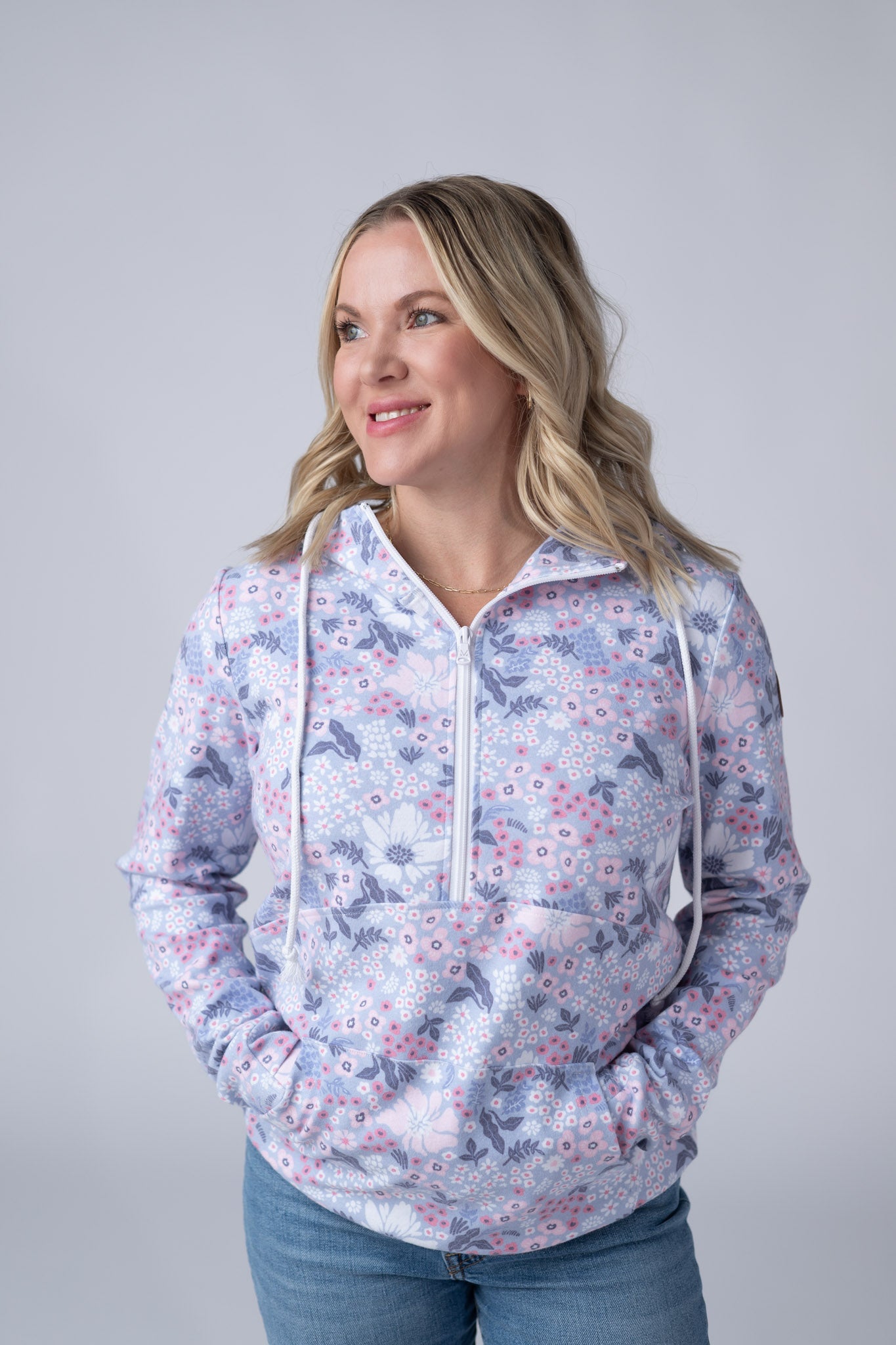 IN STOCK HalfZip Hoodie - Ditsy Blush Floral