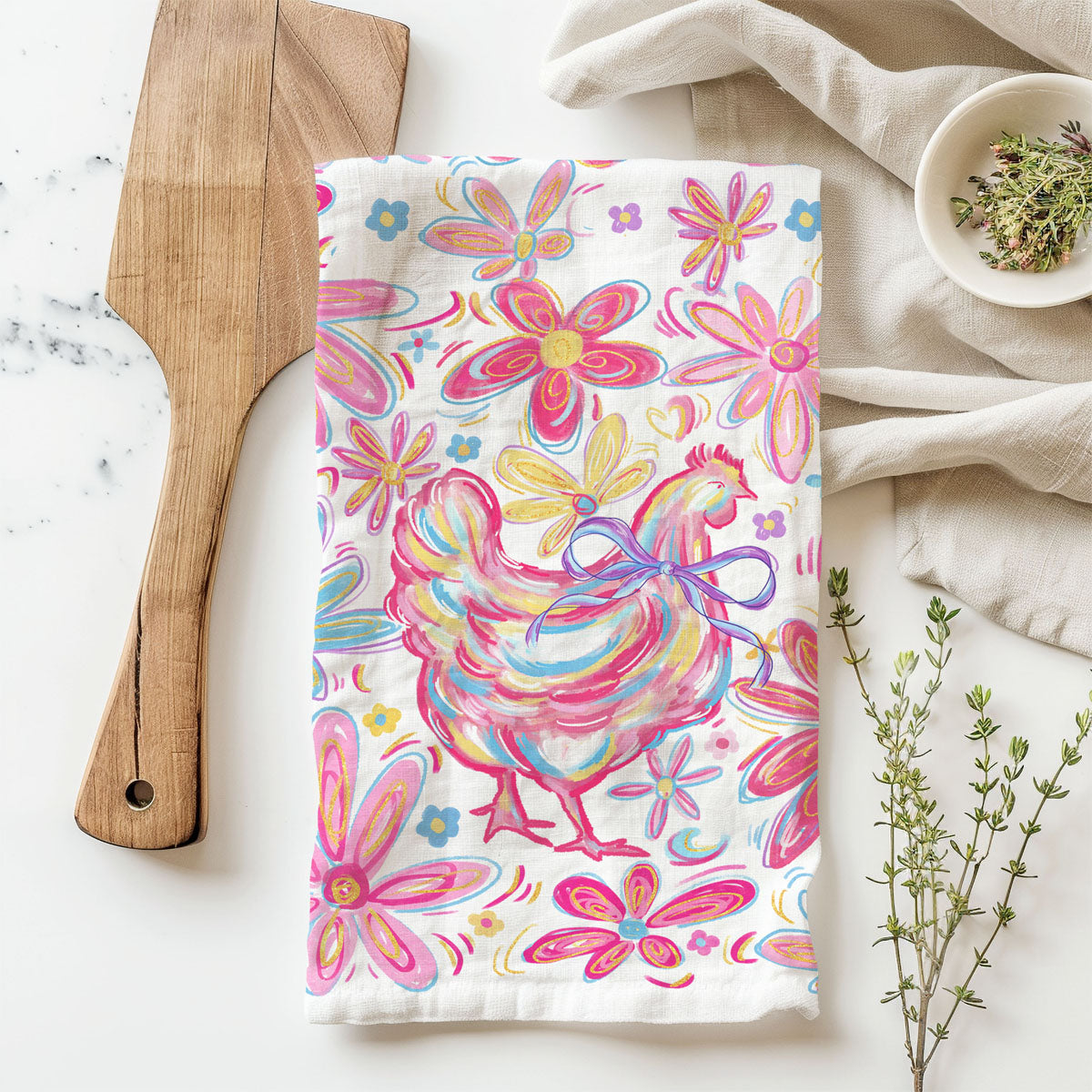 Modern farmhouse boho chicken kitchen towel floral
Artistic bohemian chicken dish towel colorful spring
Whimsical boho farmhouse chicken kitchen towel Easter
Colorful eclectic chicken towel bohemian floral spring