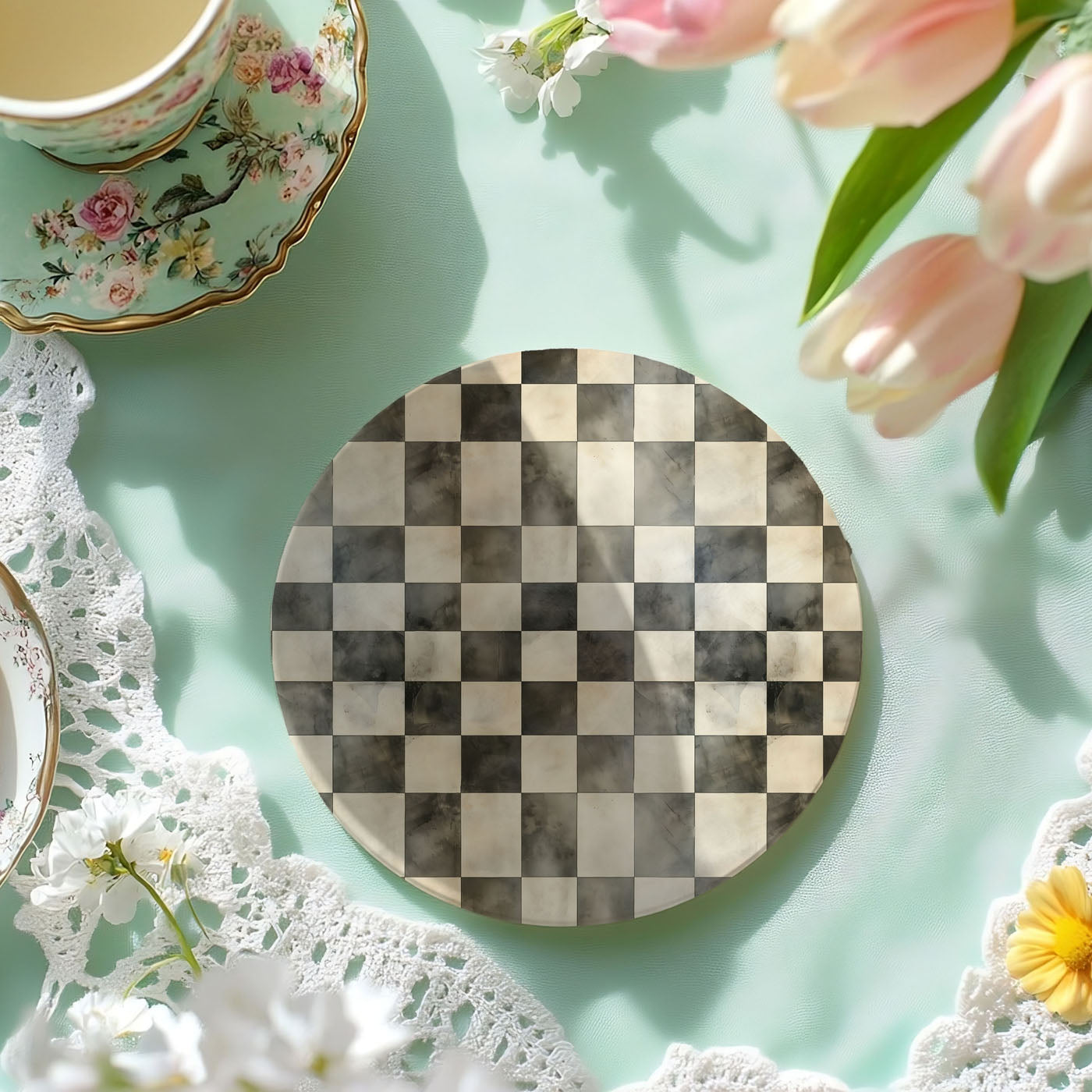 MacKenzie style coasters
Luxury ceramic coasters
Designer drink coasters
Courtly inspired decor
Premium check coasters
Modern farmhouse coasters
Black white home decor
Designer table accessories
Luxury drink coasters
Cottage core coasters
Checkered home decor
Classic check pattern
Elegant table decor
Designer kitchen accessories