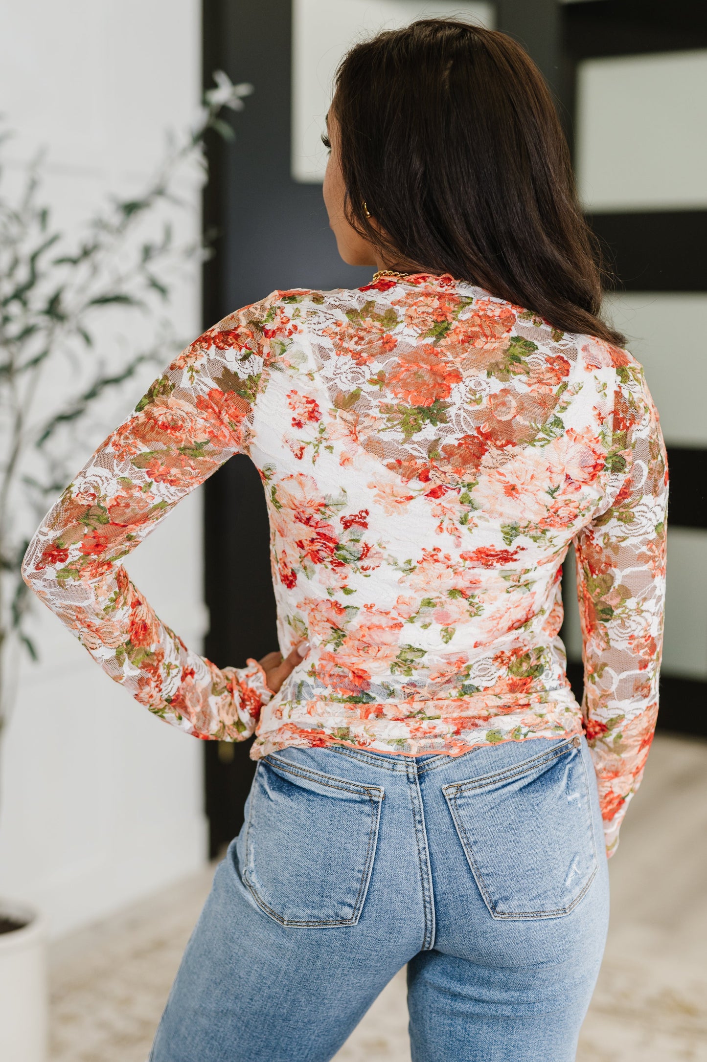 Barely Behaving Floral Print Layering Top in Coral