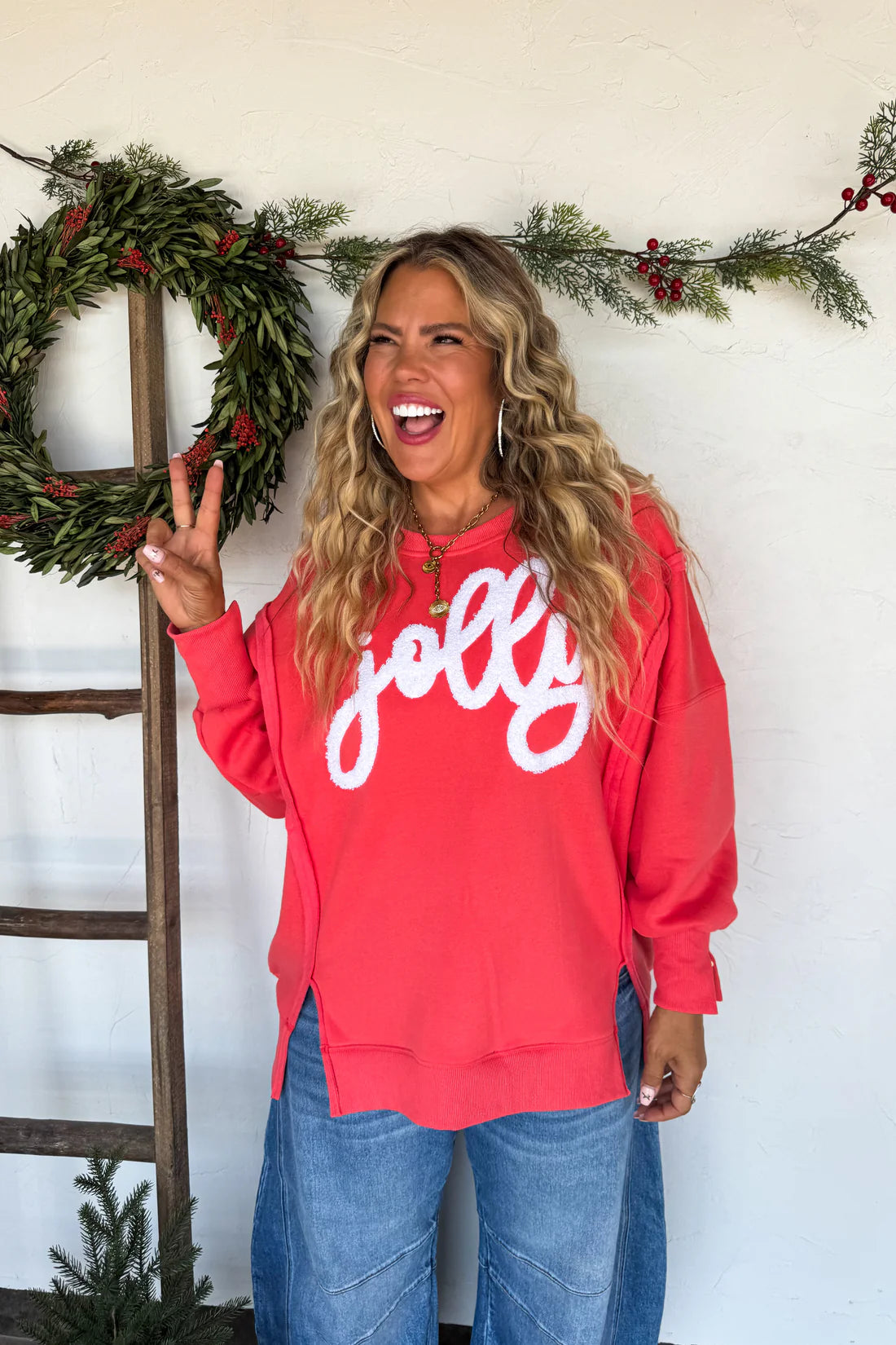 Jolly Holiday Pullover - Festive Red