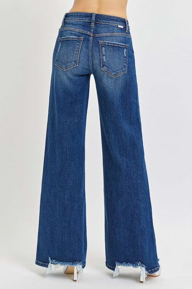 PreOrder - Risen MidRise Wide Leg Jeans