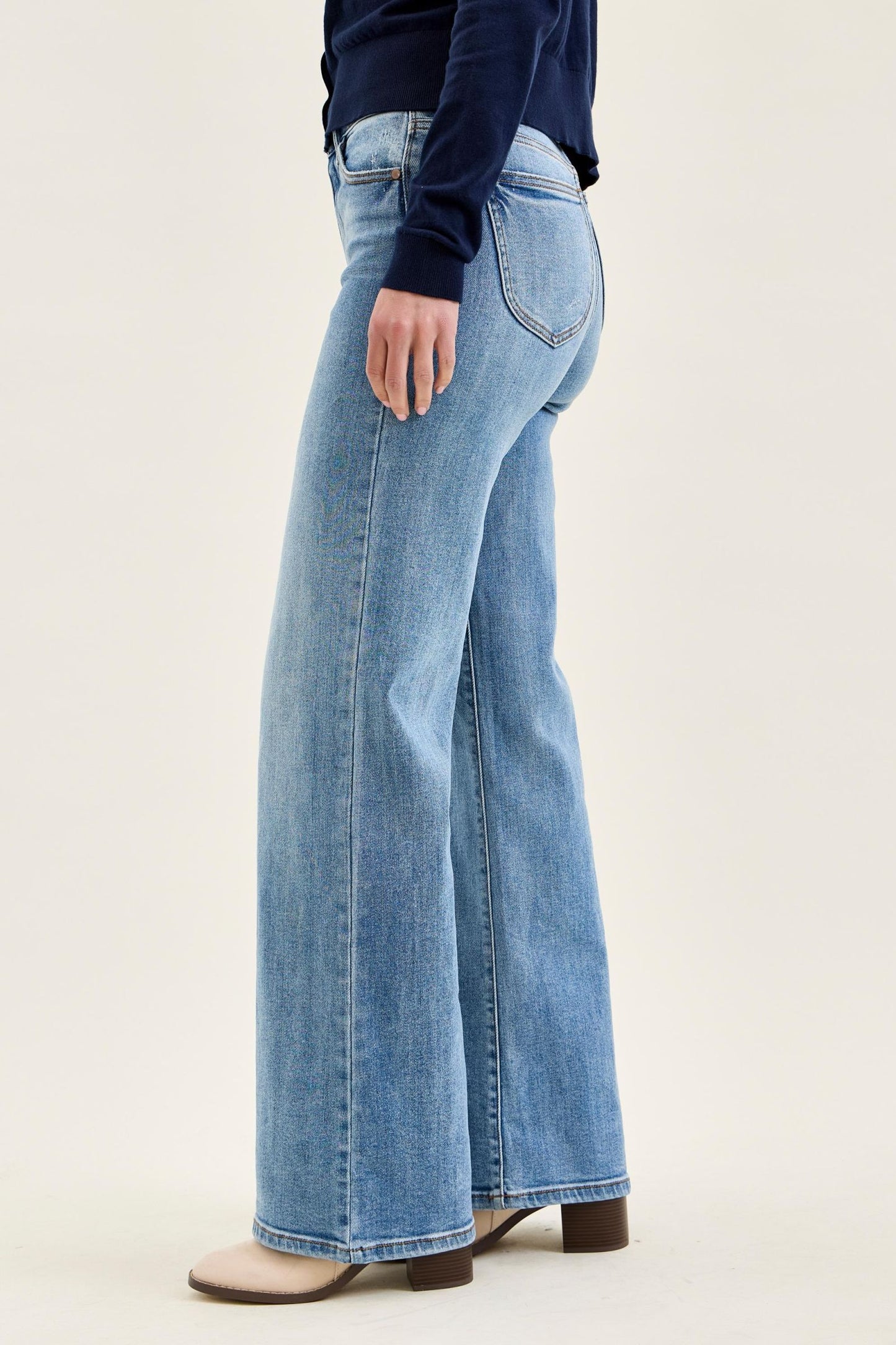 Judy Blue High Waist Vintage Wash Wide Leg Jeans
