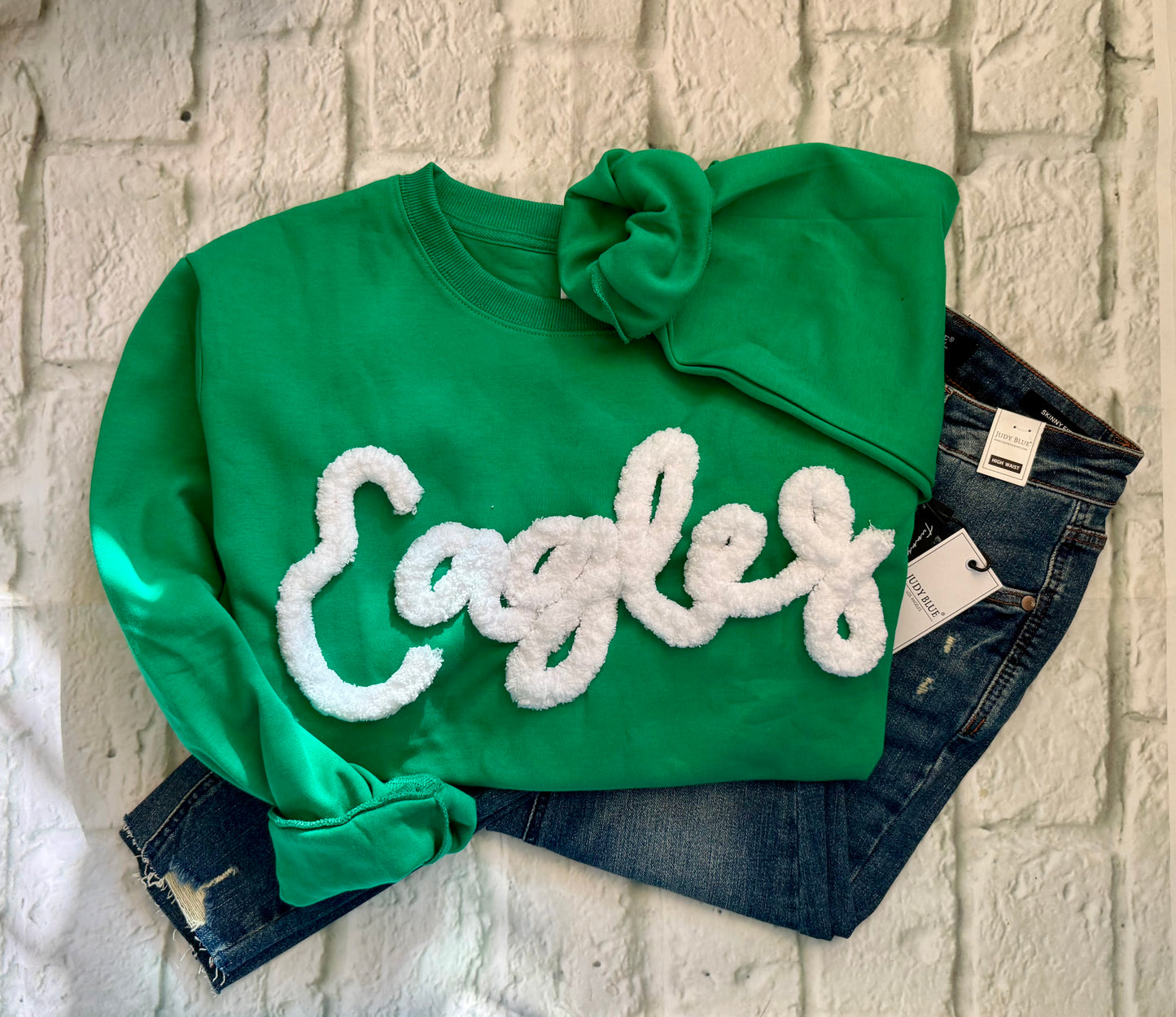 “Eagles” Chenille Embroidered Crewneck Pullover