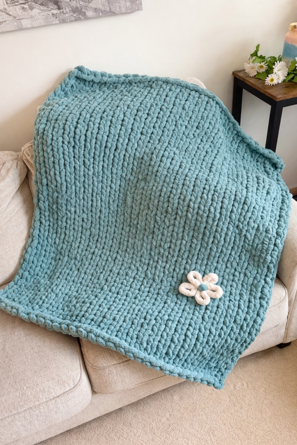 Bora Bora Bloom Chunky Knit Throw Blanket – 43x48”