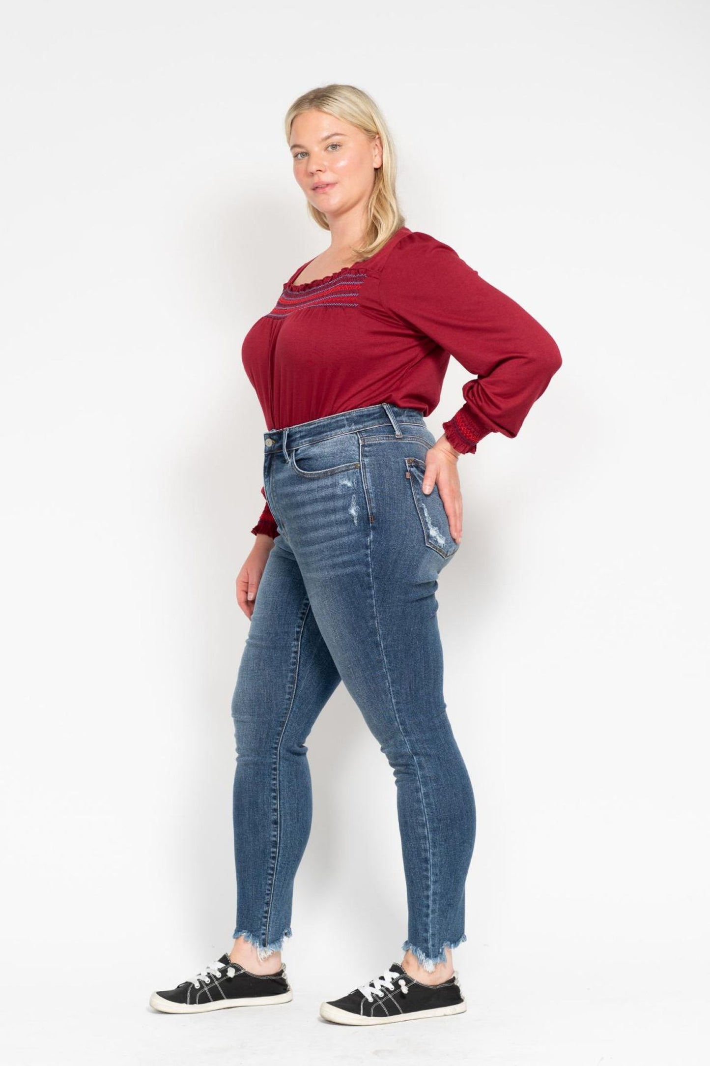 Judy Blue Shark Bite Hem High Waist Skinny Jeans