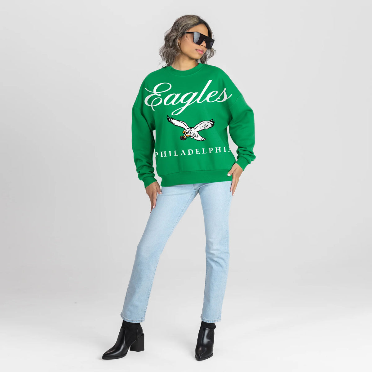Philadelphia Eagles Legacy Club Premium Fleece Drop Shoulder Crewneck Pullover