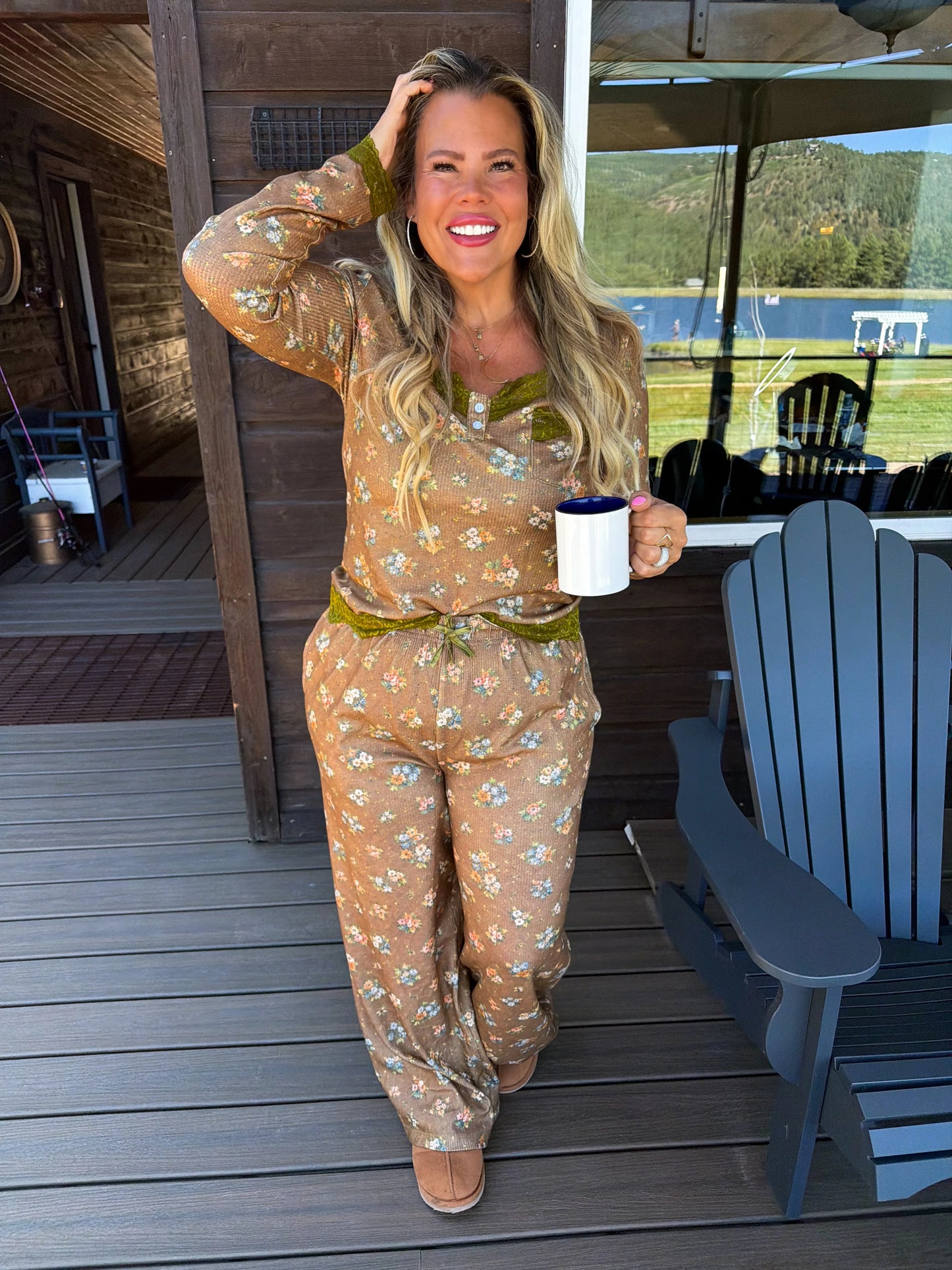 PREORDER- FLORAL & LACE WAFFLE PJS