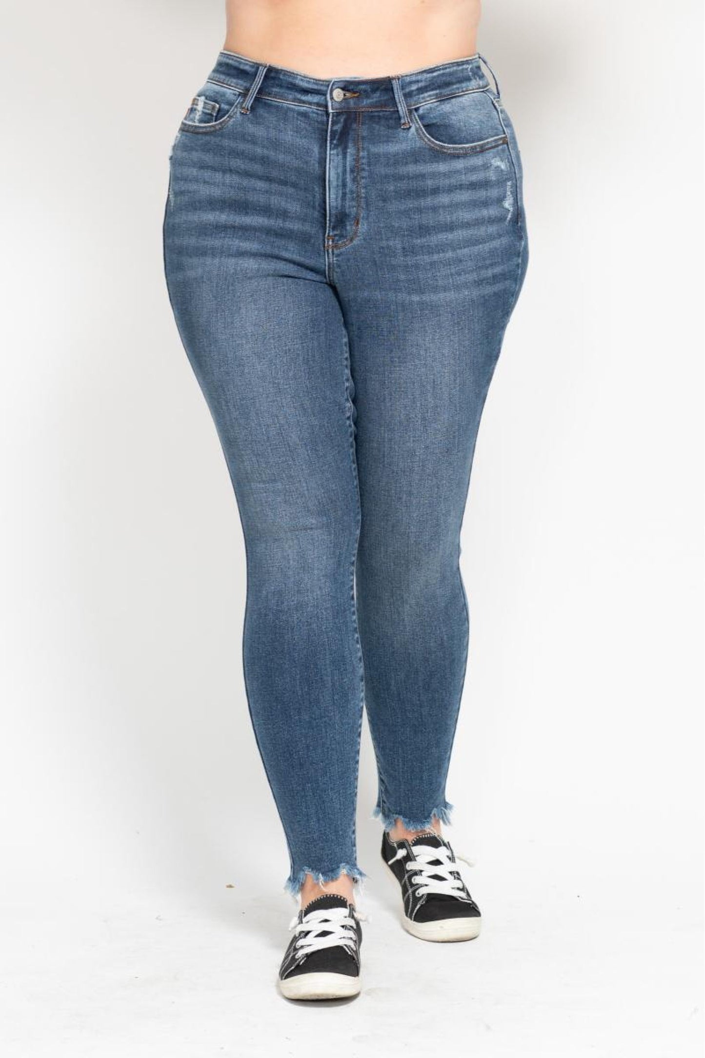 Judy Blue Shark Bite Hem High Waist Skinny Jeans