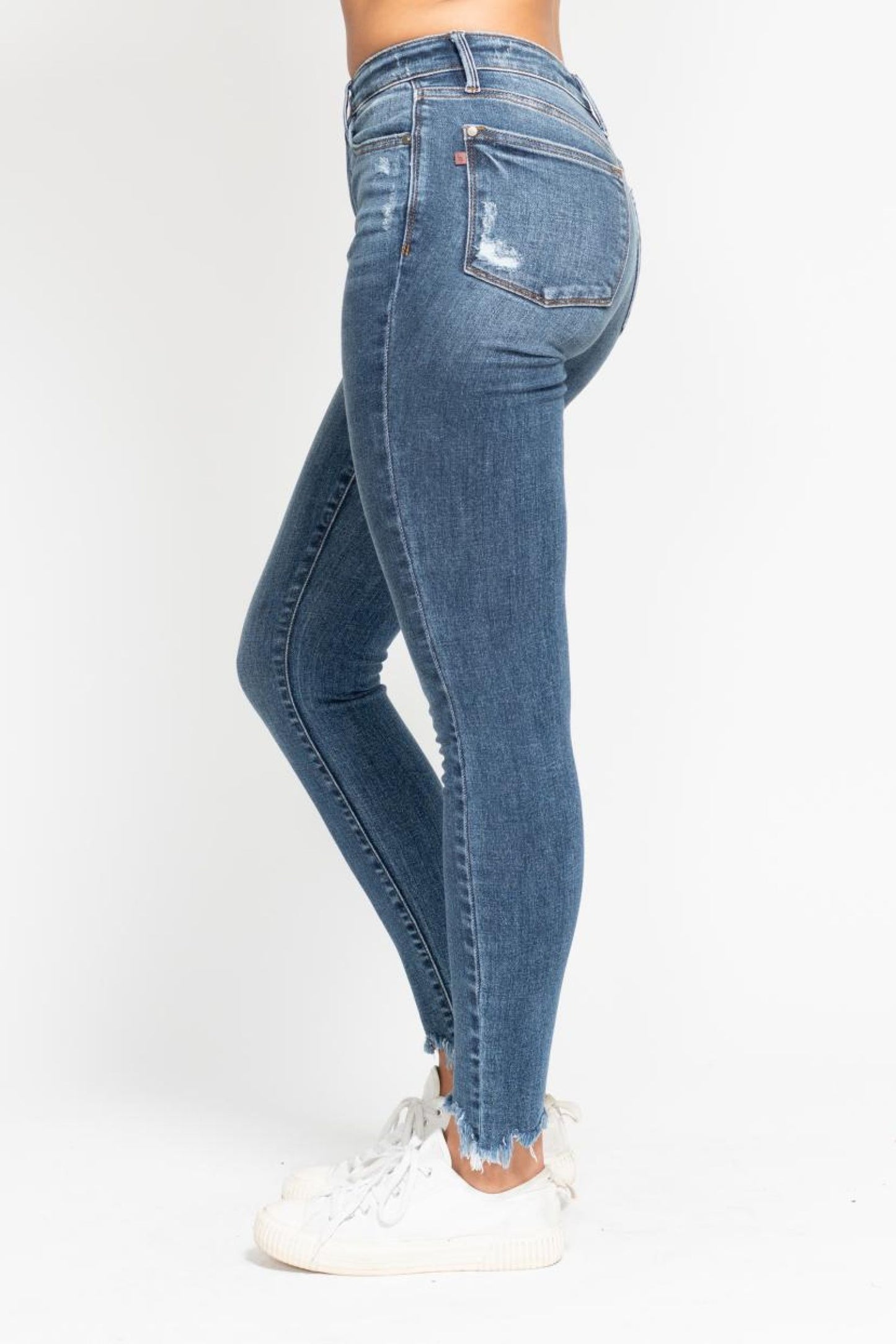 Judy Blue Shark Bite Hem High Waist Skinny Jeans