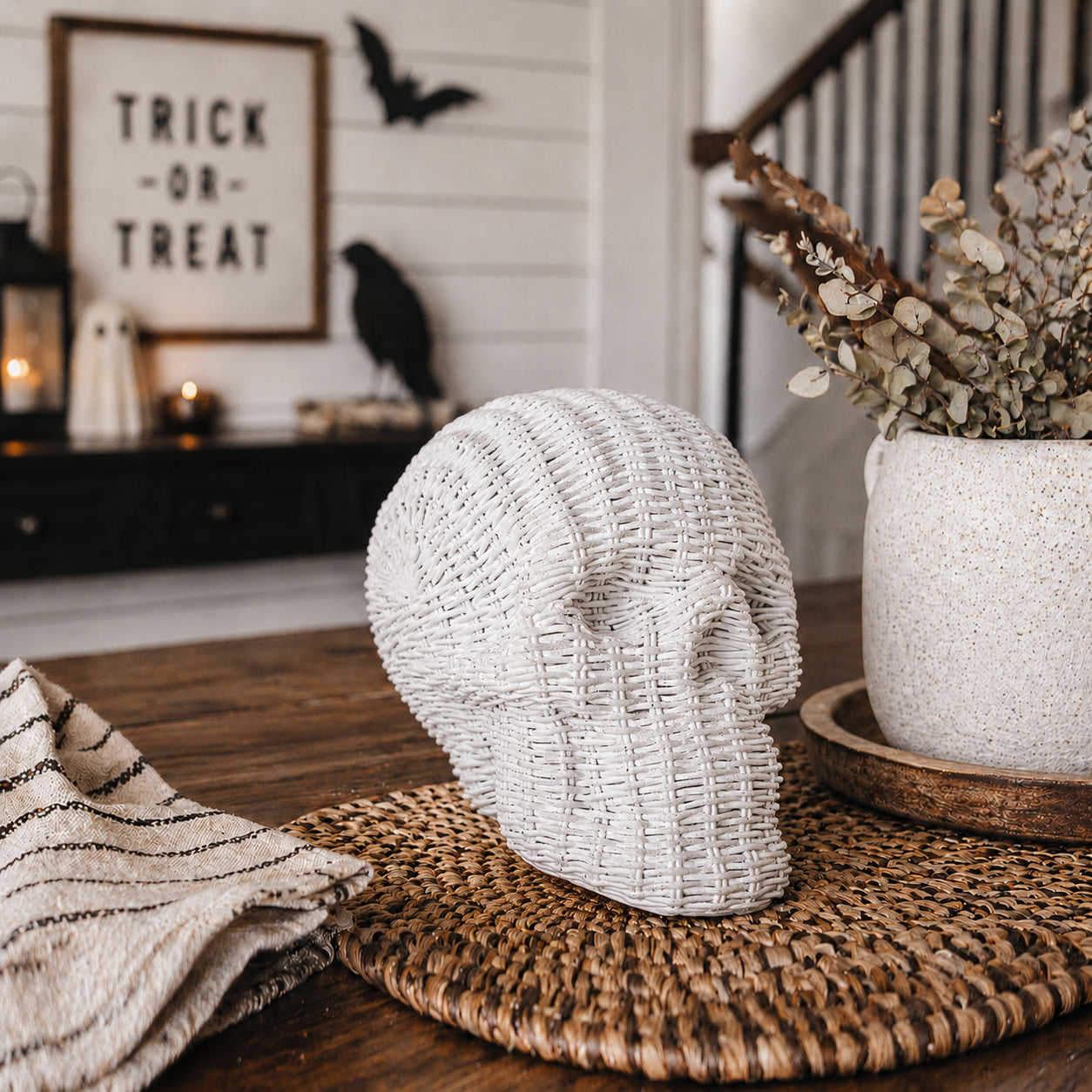White rattan skull decor basketweave resin texture halloween fall table accent wicker style neutral gothic
Resin skull heads rattan basketweave look neutral brown white halloween decor wicker style gothic accent durable
indoor outdoor skull heads rattan basketweave texture neutral brown white halloween fall decor wicker style
curated skull decor rattan basketweave texture neutral brown white halloween fall gothic accent wicker style