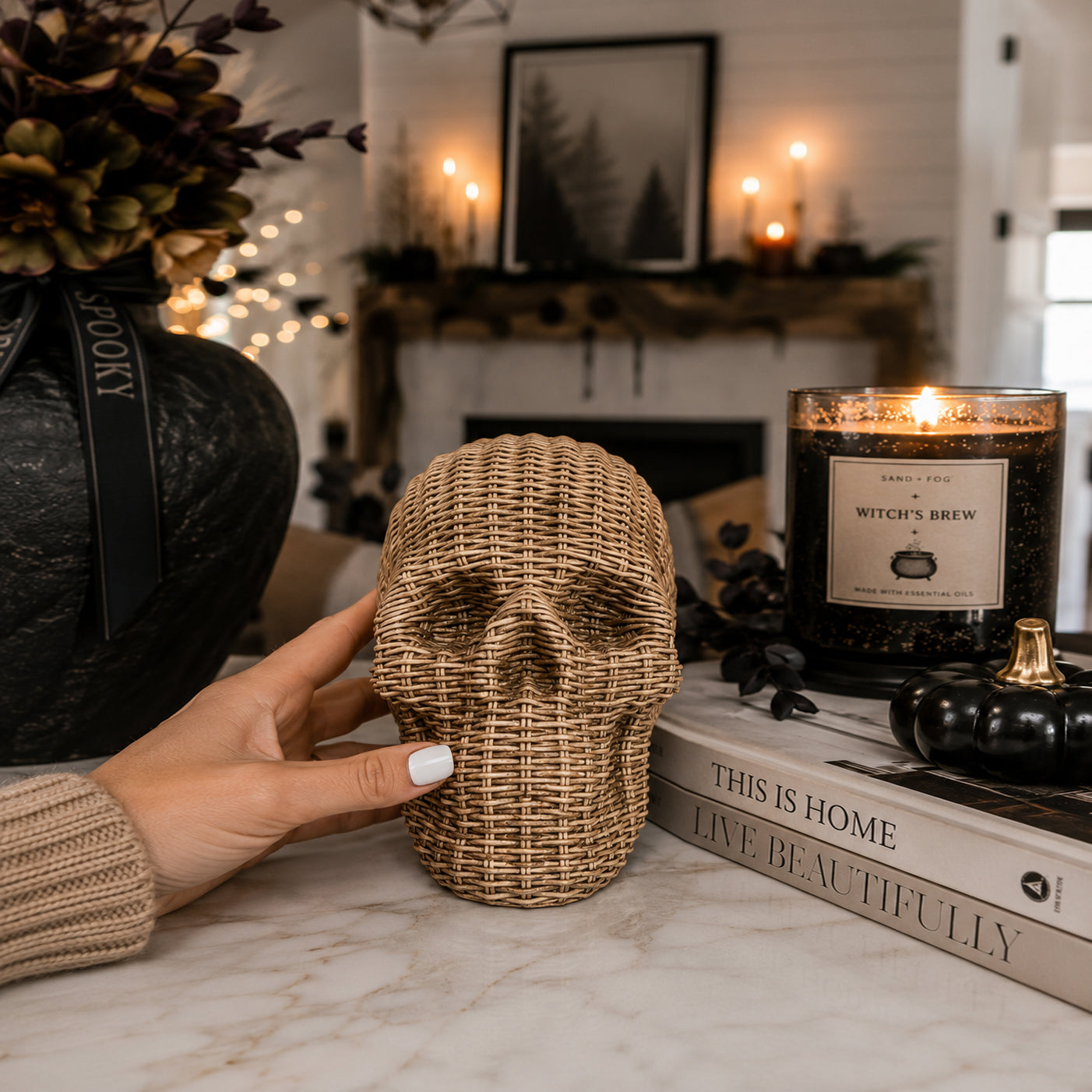 boutique halloween decor skull heads rattan basketweave style neutral brown white fall table accent wicker texture
modern rustic skull heads rattan basketweave texture neutral brown white halloween fall gothic decor wicker style
Elevated Halloween Wholesale Home Decor
Elevated Halloween Trend Decorations for resale